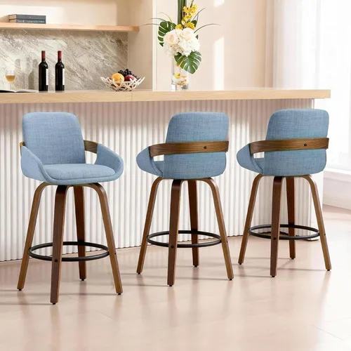 Vista 19 de VipDesk - Taburetes de bar giratorios, taburetes de bar de 26" de altura de mostrador con respaldo y brazos, sillas de bar tapizadas modernas