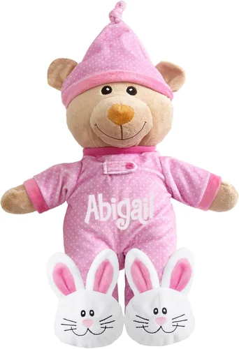 Vista 7 de Let's Make Memories - Pijama de peluche (personalizable), ideal para siestas, 12” de alto, 100% poliéster Hop 'N Cuddle Bunny