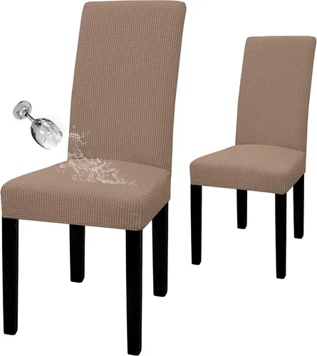 Vista 22 de Easy-Going - Juego de 2 fundas para sillas de comedor 100% impermeables, de tela Jacquard elástica, fundas protectoras removibles y lavables