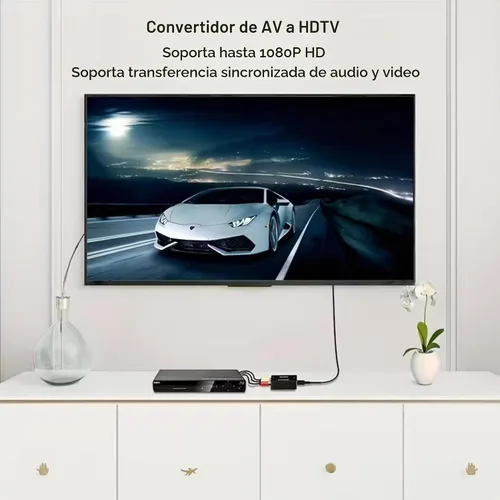 Vista 5 de Convertidor RCA a HDMI, AV a HDMI, 1080P Mini RCA Compuesto Video Audio Adaptador Convertidor Compatible con TV/PC/PS3/Xbox VHS/VCR/Blue-Ray
