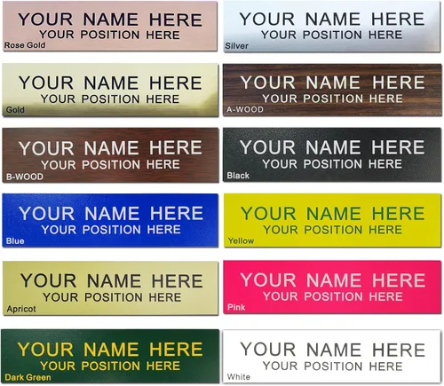 Vista 2 de Placa personalizada con nombre con soporte para pared o escritorio, grabado personalizado 2 x 8