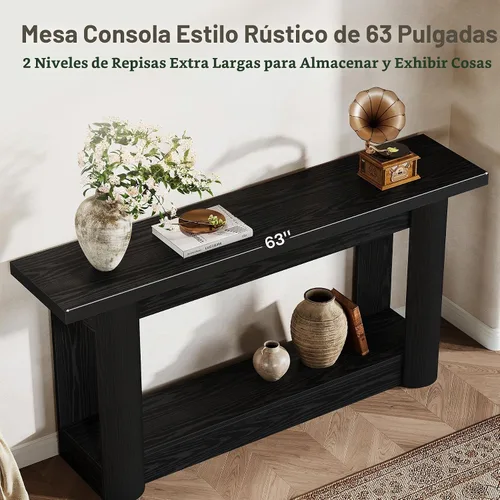 Vista 5 de Tribesigns Mesa consola moderna de 63 pulgadas, mesa de sofá larga estrecha
