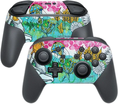 Vista 32 de MightySkins Skin compatible con Nintendo Switch Pro Controller - Negro abstracto Funda protectora de vinilo duradera y única Fácil de aplicar