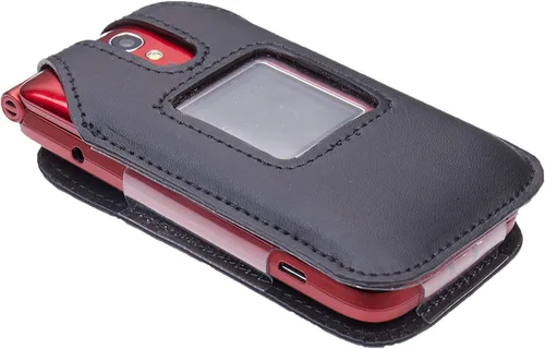 Vista 2 de Funda de cuero ajustable para Alcatel GreatCall Jitterbug Flip Phone para personas mayores, características: clip de cinturón giratorio, protección