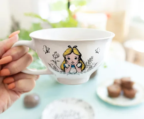 Vista 5 de Disney Alicia en el país de las maravillas World of My Own - Juego de taza de té y platillo de cerámica de 12 onzas Juego de regalo de fiesta