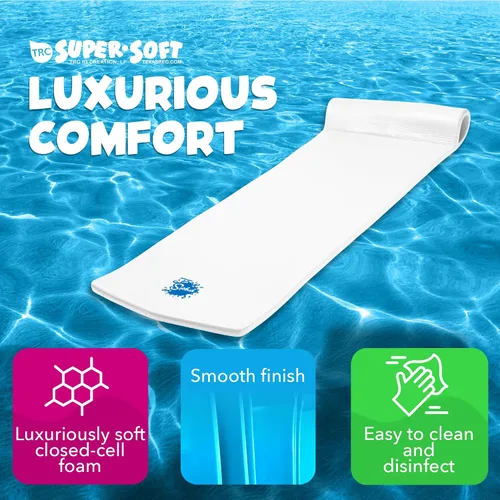 Vista 3 de TRC Recreation Foam Swimming Pool Float, Floating Water Lounger, Splash 1.25” Blanco