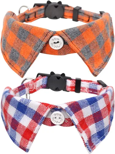 Vista 10 de Juego de 2 collares de gato con corbata de moño y campana para gatito ajustable de seguridad
