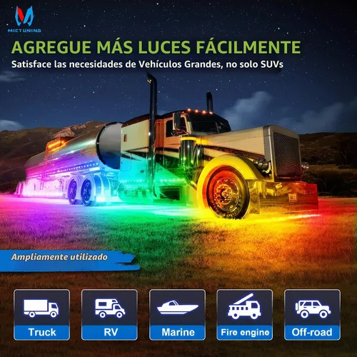 Vista 4 de MICTUNING C2 Max RGB+IC Chasing Color Rock Lights - 2 piezas (no incluye controlador)