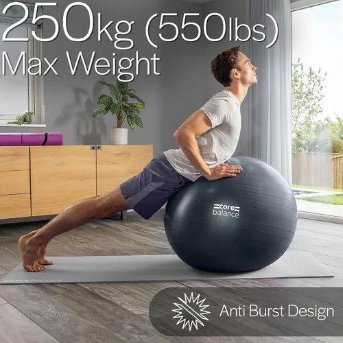 Vista 4 de Core Balance Pelota de ejercicio para entrenamientos, resistente a estallidos y antideslizantes, pelota de yoga suiza para embarazo, estabilidad