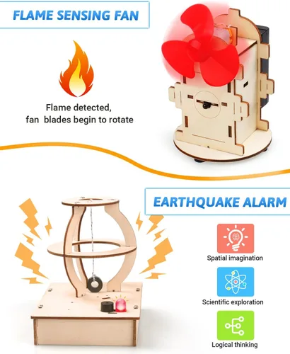 Vista 4 de Poraxy Kits STEM para niños de 8 a 10 a 12 años, 5 juegos de rompecabezas 3D de madera, experimentos educativos de ciencia, proyectos