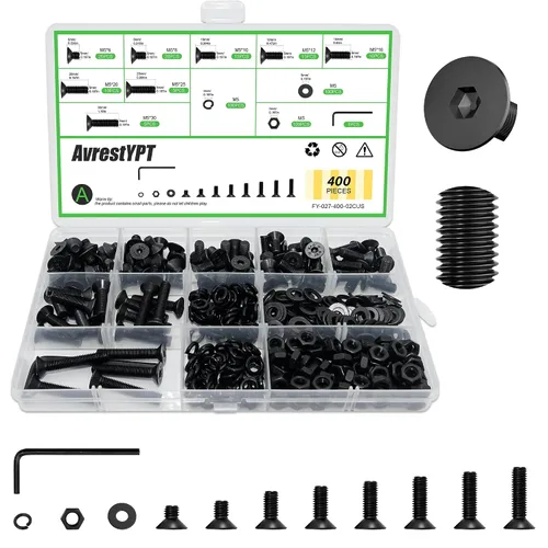Vista 9 de 1715Pcs M2 M3 M4 M5 Screw Kit - 3D Printer Mini Screw, Allen Head/Flat Head/Countersunk Bolt/Screws, Metric Bolts Assortment, Black Nuts and Bolts