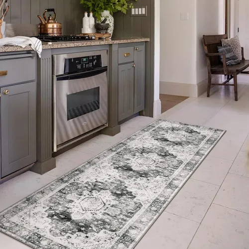 Vista 38 de Moynesa Alfombra ultra fina lavable de 2 x 3 pies, alfombra pequeña de cocina para entrada, interior, antideslizante, tapete vintage para puerta