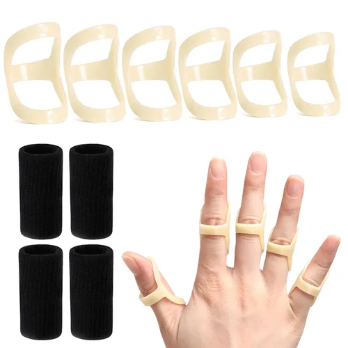 Vista 9 de 10 piezas de kit de férulas y mangas de dedo ovaladas transparentes, 6 férulas graduadas para dedo gatillo y 4 mangas de dedo para dedo