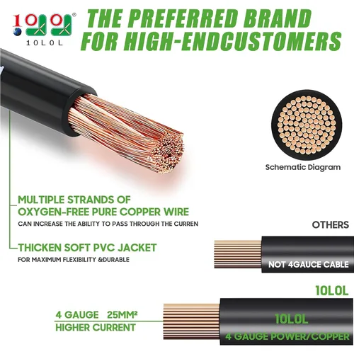 Vista 2 de 10L0L Cables de batería para carrito de golf Yamaha G22 de 48 voltios, kit de cableado de cable de batería con calibre 4, 5 piezas, juego de cables