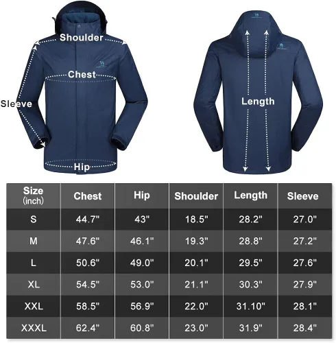Vista 7 de CAMEL CROWN - Chaqueta impermeable para hombre con capucha cortavientos, resistente al viento y a la lluvia, para senderismo, escalada, viajes.