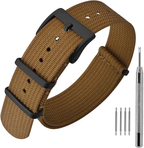 Vista 14 de ANNEFIT - Correa de reloj de nailon de 16mm 18mm 20mm 22mm, correas de reloj militares impermeables de una pieza con hebilla resistente