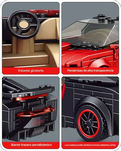 Vista 3 de Mould King Speed Champion Veyron Bloques de construcción con vitrina, juego de construcción de súper auto, 370 piezas de kits de autos de carreras