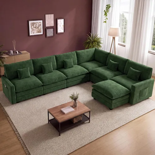 Vista 29 de Cloud Couch Sectional, L Shaped Modular Sofa with Movable Ottoman Negro