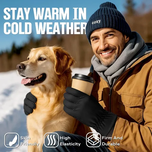 Vista 6 de Guantes de esquí impermeables de invierno para hombres y mujeres, nieve cálida para ciclismo, clima frío, conducción en bicicleta, correr