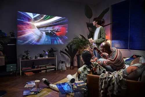 Vista 8 de SAMSUNG Proyector portátil inteligente Freestyle FHD HDR de 30 a 100 pulgadas para cine en casa en interiores y exteriores, experiencia de pantalla
