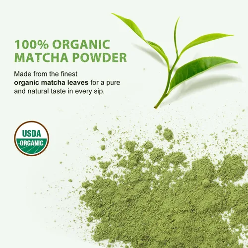 Vista 4 de Soeos Polvo de Matcha Orgánico, Polvo de Té Verde Matcha, 2 oz (57g), Matcha Japonés Rico en Antioxidantes para Lattes, Batidos y Hornear, Bolsas