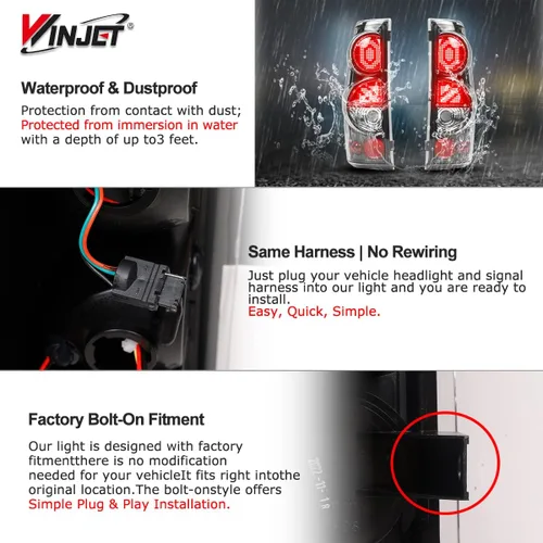 Vista 6 de Winjet Luces traseras LED aptas para Chevrolet Silverado 1999-2006 y 1999-2003 GMC Sierra montaje de luz trasera con luz LED intermitente/luz