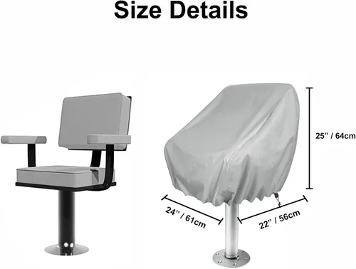 Vista 6 de WOMACO Paquete de 2 fundas para asiento de barco, impermeables, para exteriores, pedestal, pontón, capitán, barco, banco, silla, fundas protectoras