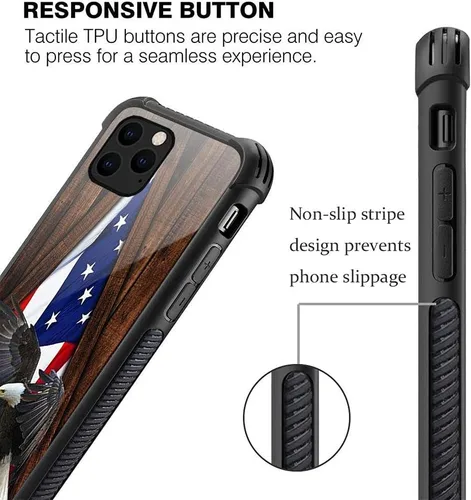 Vista 3 de DJSOK Funda para iPhone 11 Pro Max, diseño de patrón de lujo, a prueba de golpes, funda resistente a prueba de golpes, para hombre y mujer, bandera