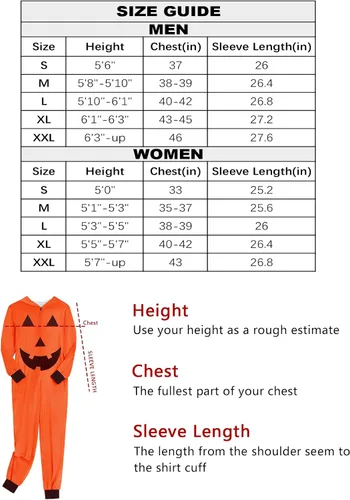 Vista 6 de CYCLAMEN Disfraz de Halloween para adultos, parejas, esqueleto de calabaza, enterizo con capucha, para mujeres, hombres, familia