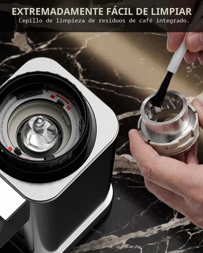 Vista 5 de IAGREEA Molinillo de café para uso doméstico, molinillo de café con rebabas