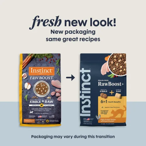 Vista 3 de Instinct Receta sin granos Raw Boost con pollo real natural seco para gatos, bolsa de 10 libras