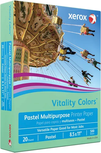 Vista 2 de Xerox Vitality Colors Impresora multiuso y papel de copia, 1 resma, verde, letra (8.5 x 11 pulgadas), 500 hojas por resma, 20 libras, 30% reciclado