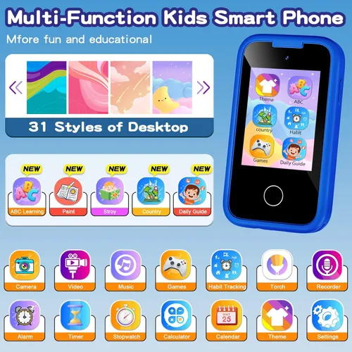 Vista 2 de Teléfono para Niños, Teléfono Inteligente para Niñas Pequeñas de 3 4 5 6 7 8 Años, Regalo de Cumpleaños para Niños de 3-8 Años, Teléfono de Juguete