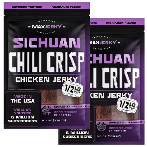 Vista 10 de MaxJerky Sichuan Chili Crisp Chicken Jerky, 0.97 oz de proteína, 2.5 onzas (paquete de 4)