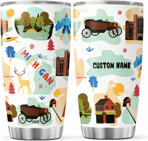 Vista 15 de CUBICER Vaso personalizado con aislamiento del estado de Alaska con tapa, nombre personalizado, regalos de Navidad para mujeres y adultos, vasos