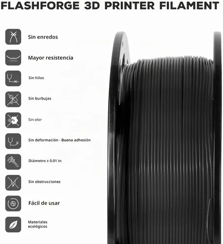 Vista 2 de FLASHFORGE - Filamento PLA para impresora 3D de 1.75mm, carrete de 1kg (2.2lbs), precisión dimensional de +/- 0.02mm, filamento para impresión 3D