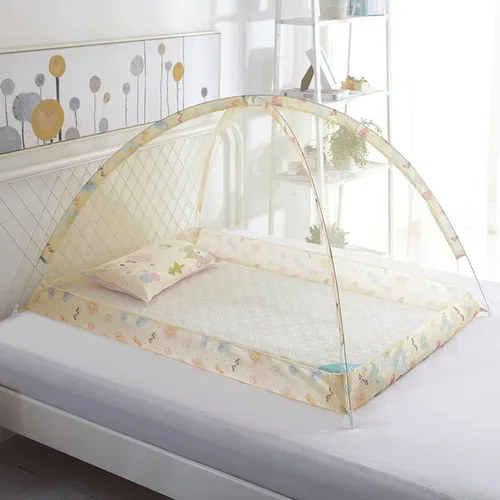 Vista 7 de Mosquitera para cuna, toldo de red transpirable para cuna, tamaño universal, protección plegable, cubierta de red de malla arqueada para cuna A-azul