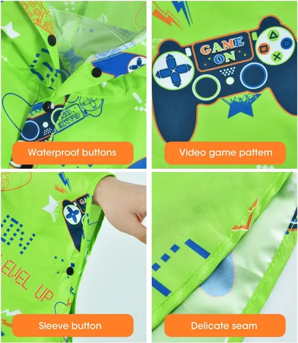 Vista 6 de WAWSAM Poncho de lluvia ligero para niños, impermeable, reutilizable