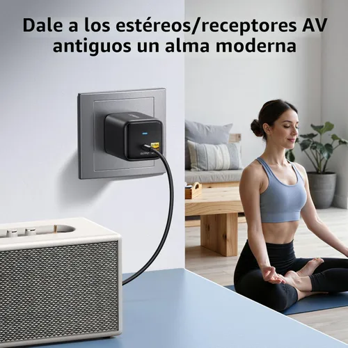 Vista 2 de UGREEN Adaptador de audio LDAC Bluetooth 6.0 para altavoces domésticos de TV, receptor Bluetooth de audio inalámbrico de alta resolución, añade