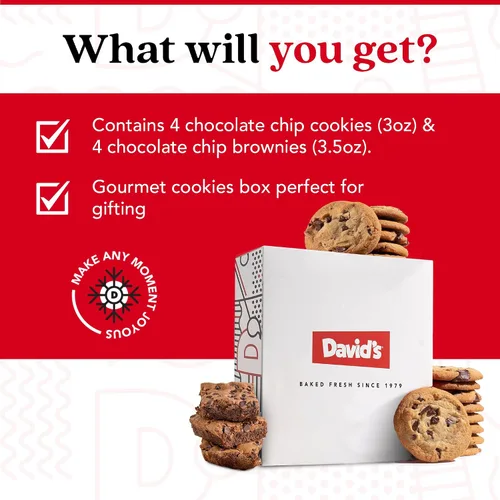 Vista 3 de Galletas de chocolate con chispas sin gluten y brownies de DAVID'S COOKIES - Postres de panadería gourmet ideales para un delicioso regalo de comida