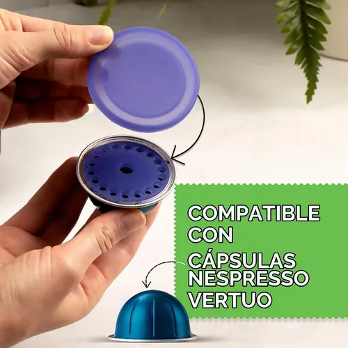 Vista 7 de My-Cap Juego de tapas y tapas reutilizables para cápsulas de café, compatibles con cápsulas Nespresso Vertuo, tapa y tapa de cápsulas de café
