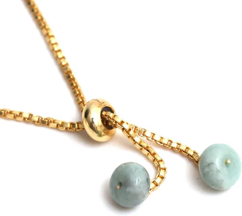 Vista 7 de Gempires - Pulsera de cuentas redondas naturales, chapada en oro amarillo de 14 quilates, joyería hecha a mano, pulseras ajustables para mujer