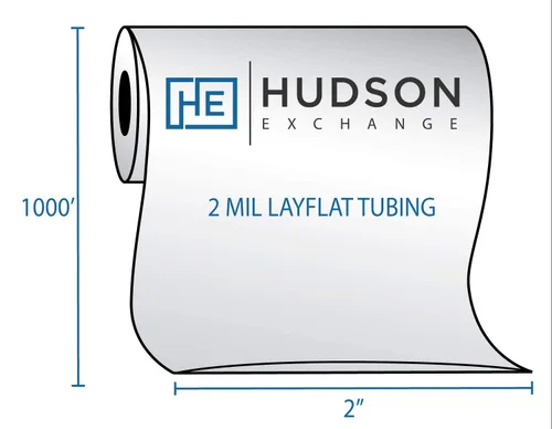Vista 2 de Hudson Exchange 2" x 1000', 2 mil, rollo de tubería de polietileno, resina de LDPE de grado alimenticio, embalaje de longitud personalizada