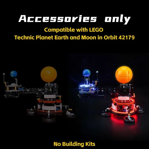 Vista 3 de BrickBling Luces LED para Lego Technic Planeta Tierra y Luna en órbita, kit de luz creativo compatible con Lego 42179 Sistema Solar Space