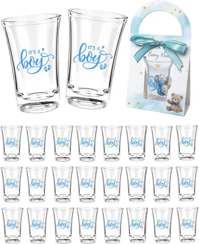 Vista 10 de Regalitos para Baby Shower para Invitados - 50 Juegos Temática de Mariposa Baby Shower una Pequeña Mariposa Está en Camino Vasos de Chupito y Cajas