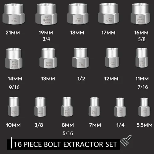 Vista 4 de REXBETI Juego de extractor de tornillos de 41 piezas y removedor de tornillos pelados, estuche con extractor de pernos de 16 piezas, brocas HSS