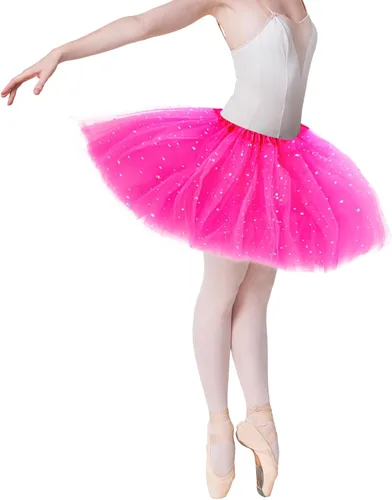 Vista 5 de Tutús para mujeres adultas, faldas tutús de 3 capas de tul, falda de ballet estilo de los años 80, falda corta, disfraz de Halloween y Navidad
