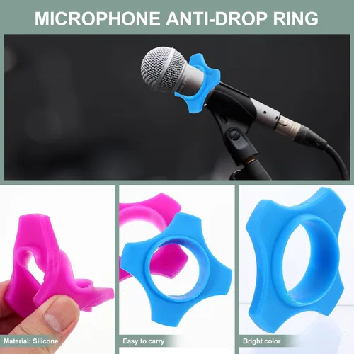 Vista 4 de EXCEART Paquete de 10 anillos antivuelco para micrófono inalámbrico, funda de silicona antideslizante para fiesta de KTV, conferencia, escenario