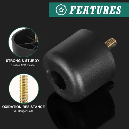 Vista 3 de 4 patas de plástico para muebles de 1-1/2 pulgadas, patas de sofá negras, patas redondas para muebles, patas de repuesto para sofá con tuercas