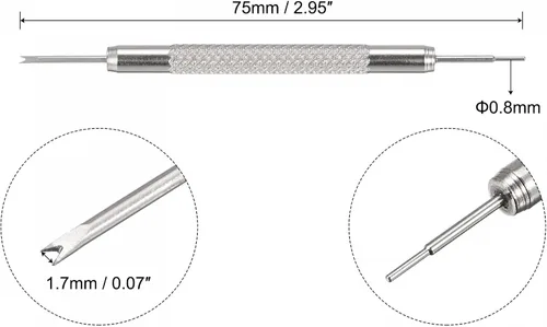 Vista 3 de uxcell Kit de repuesto de pasadores de correa de reloj, acero inoxidable de 0.551in, 4 pines con herramienta de extracción de barra de resorte